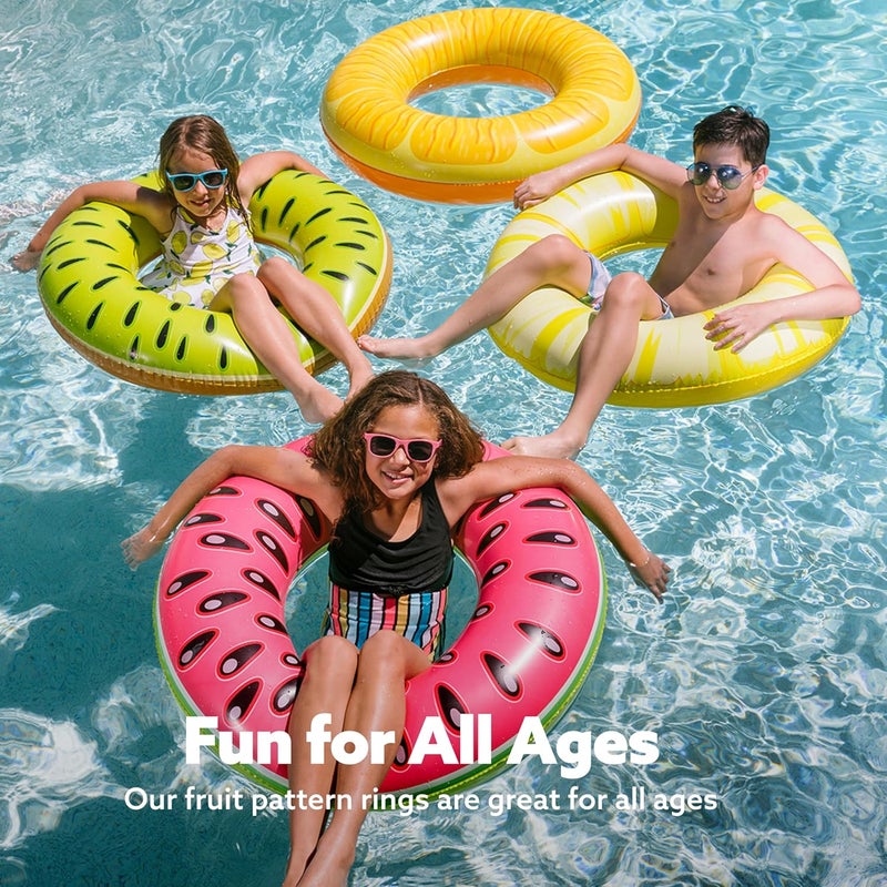 Sloosh 4 Pack Inflatable Pool Floats Fruit Tube Rings, Fruit Swim Tubes, Pool Floaties Toys, Beach Swimming Party Toys for Kids and Adults (Fruit) - Image 3