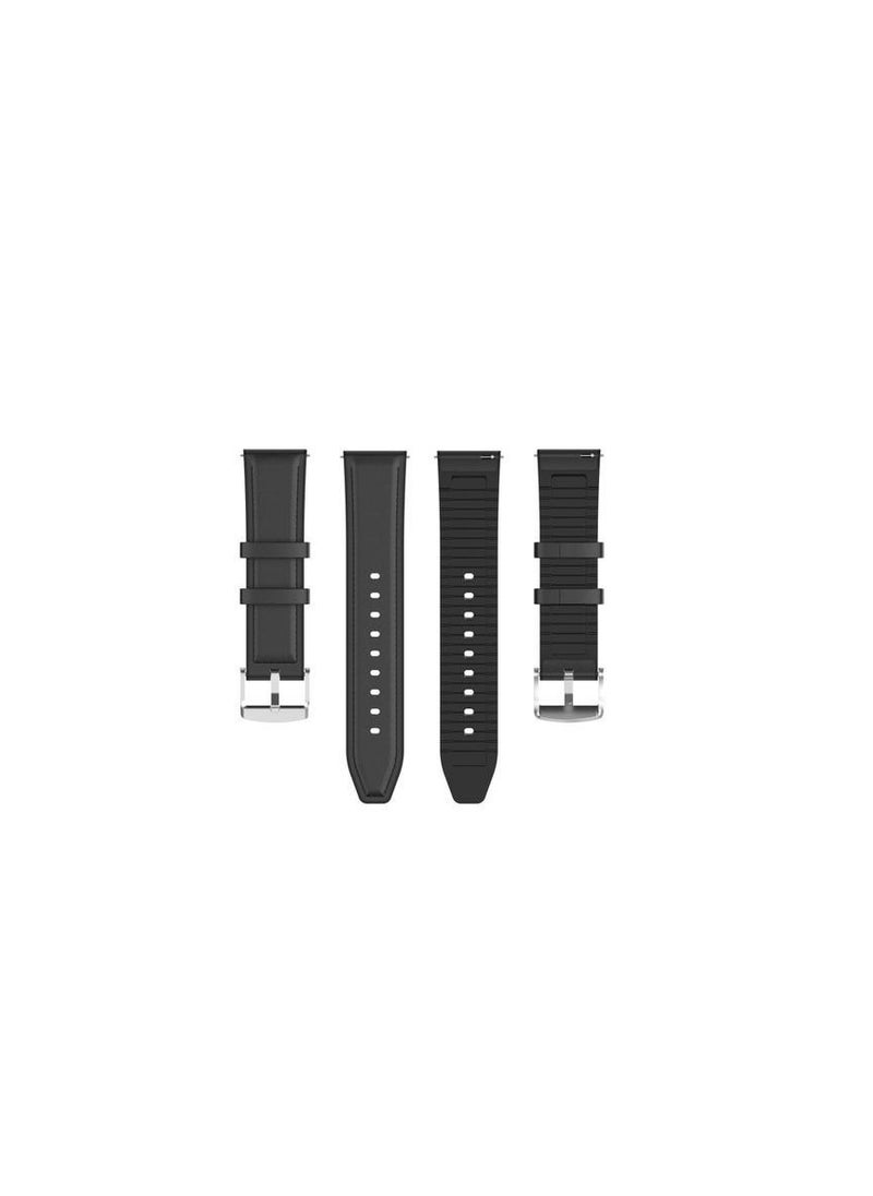 Generic - 22mm Silicone Leather Replacement Strap Watchband For Huawei Watch GT4 Max Smart Watch 46mm- Black - Image 1