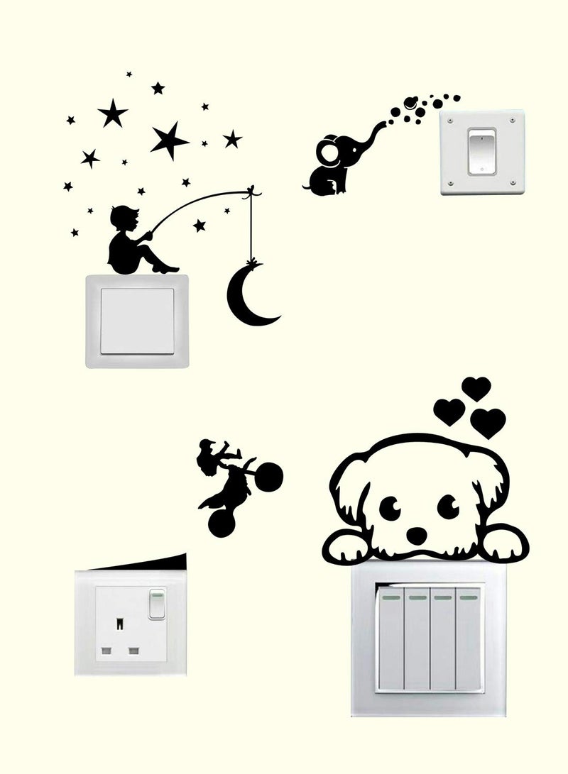 Trends on Wall Bike Man BoyStar Dog Love Elephant Switch Board Sticker  - Image 1