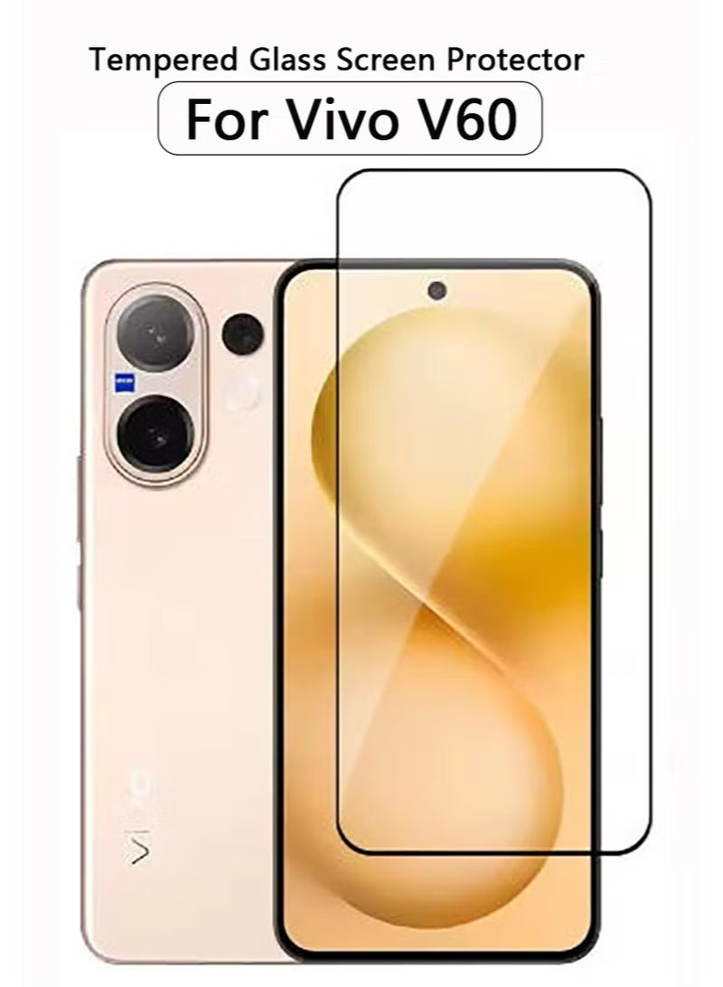 يويو تيك واقي شاشة Vivo V60 مقاس 6.77 بوصة (إصدار 2025)، عالي الدقة، صلابة 9H، مقاوم للخدش، خالٍ من الفقاعات وسهل التركيب، مصنوع من الزجاج المقوى. - Image 1
