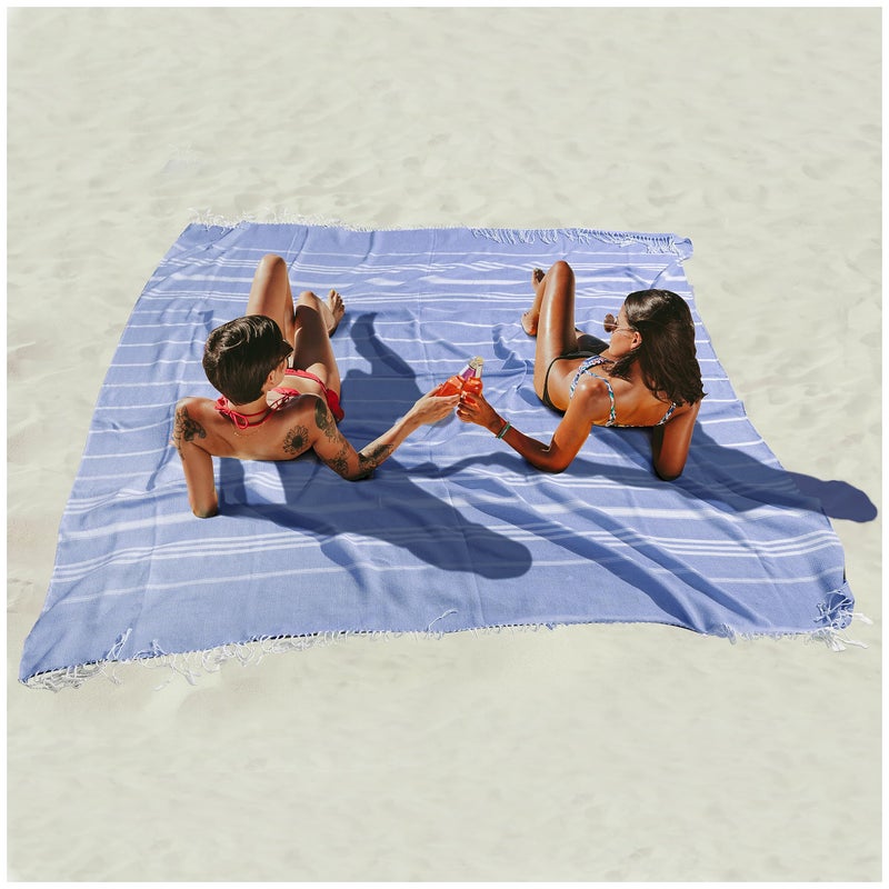 Antfuny Giant Huge Thin Boho Throw Blanket Turkish Beach Blanket Towel Jumbo Extra Large XL XXL Big Oversized Outdoor Picnic Accessories Travel Essentials for Family Camping Gears Must Haves Yard Mat Navy - Image 1