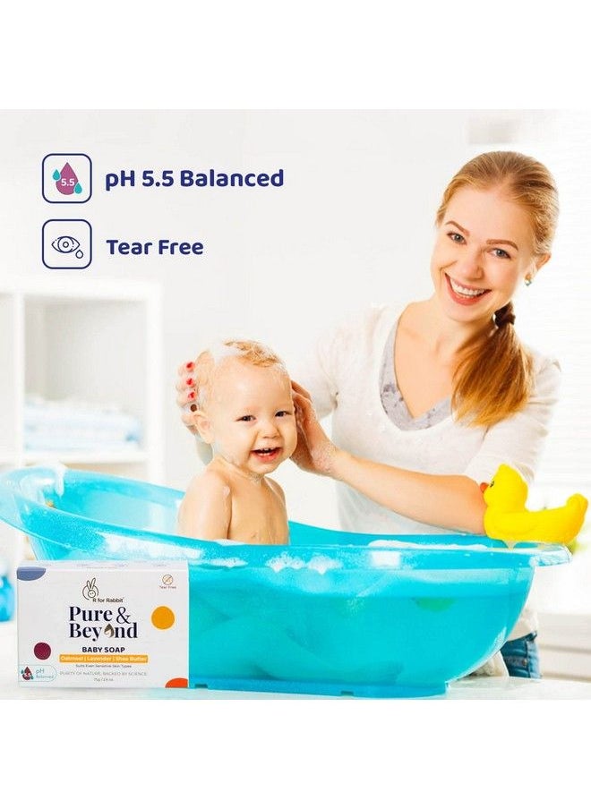 R for Rabbit - صابون الأطفال (عبوة من 1) نقي وما وراءه pH 5.5 بار تنظيف استحمام الأطفال للبشرة الحساسة بالشوفان وزبدة الشيا - Image 1