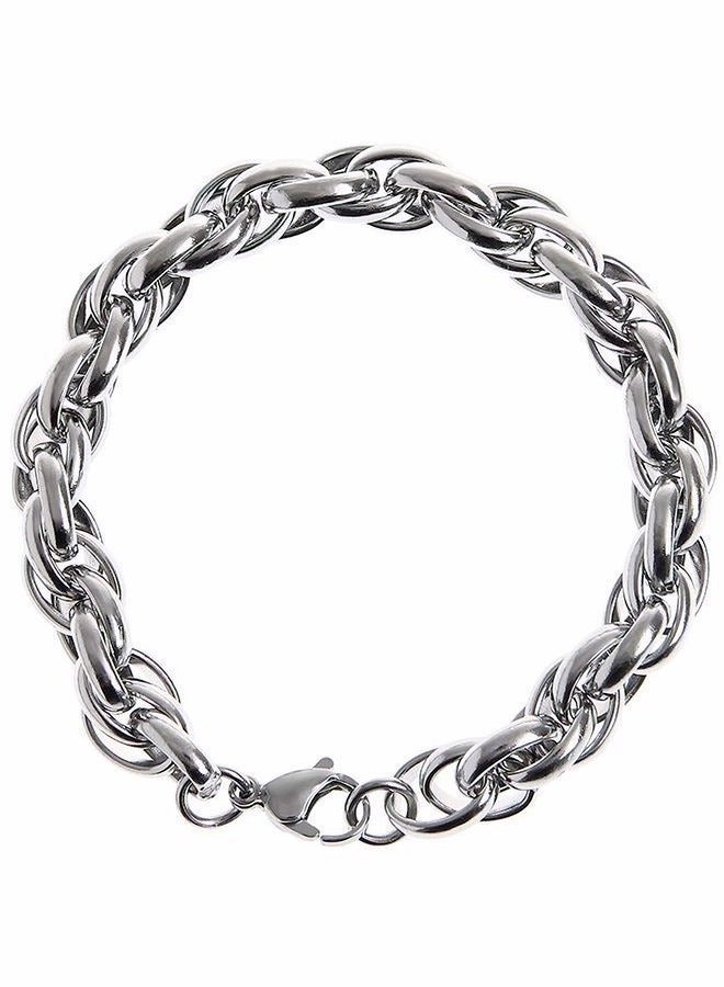 Men's Titanium Steel Braided Bracelet | Hip Hop Double Loop Wrist Accessory (8mm Width/21cm Length, Steel Color) - Image 2