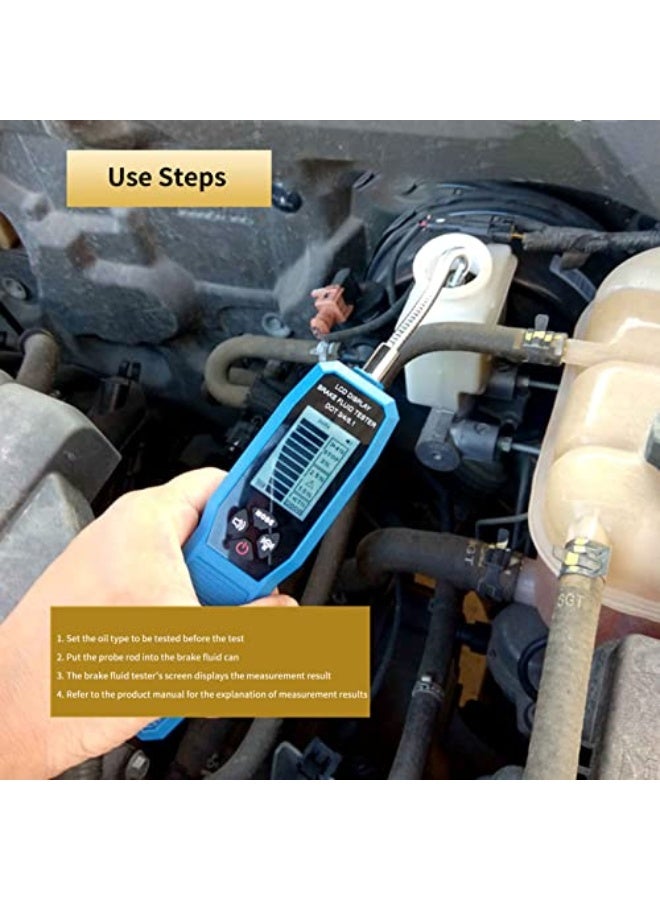 جهاز اختبار سائل الفرامل، جهاز اختبار سائل الفرامل الرقمي المزود بشاشة LCD، يدعم معايير DOT3 و DOT4 و DOT5.1، مزود بمسبار صوتي مرن. - Image 2