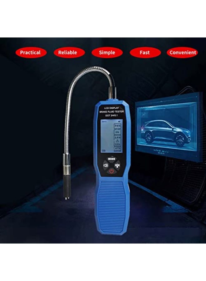 جهاز اختبار سائل الفرامل، جهاز اختبار سائل الفرامل الرقمي المزود بشاشة LCD، يدعم معايير DOT3 و DOT4 و DOT5.1، مزود بمسبار صوتي مرن. - Image 3