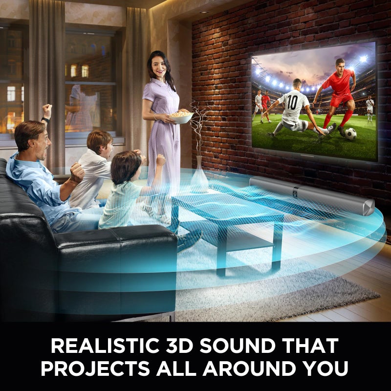 Assistrust Sound Bar for Smart TV, 80W Soundbar with Bluetooth/ARC/Opt/AUX Connect, Auto Volume Boost, 3 Equalizer Modes, 2 in 1 Detachable Soundbar for TV/PC/Gaming/Projectors - Image 2