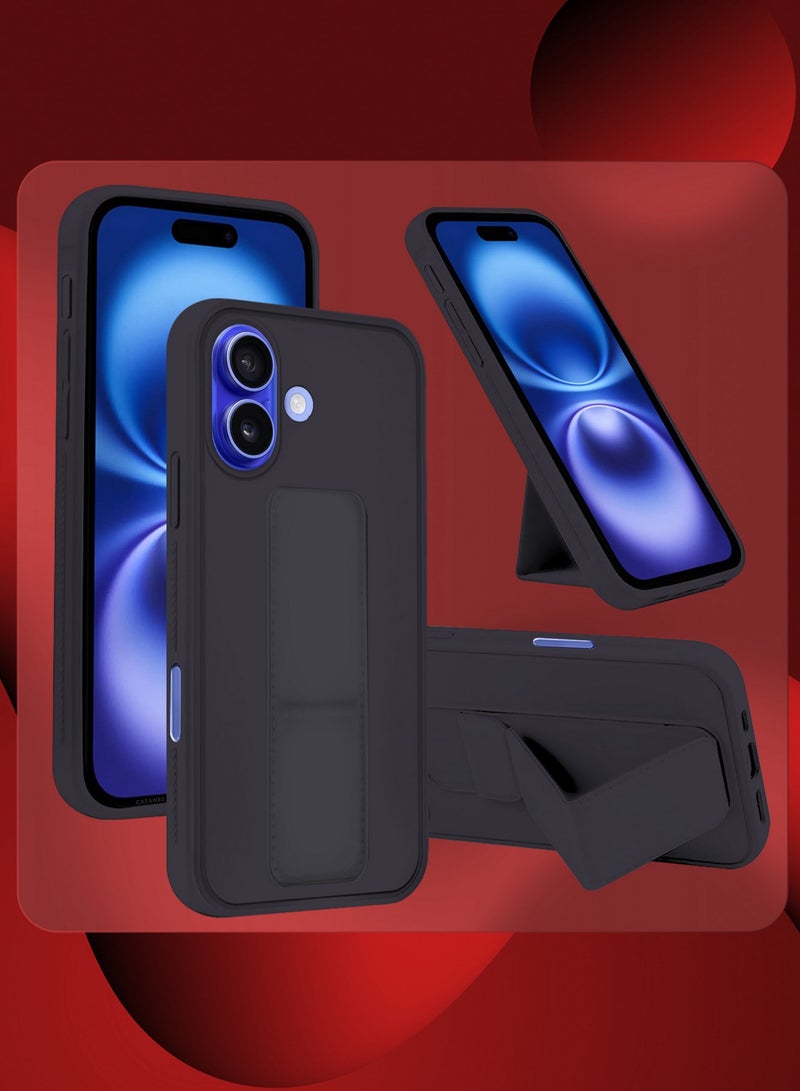 CATANES ( for iPhone 16 Plus ) 2 Pack, Case and Screen Protector Premium PU Leather Case with Stand Function Shockproof and Anti Scratch Finger Grip Case Cover / Dark Purple - Image 3