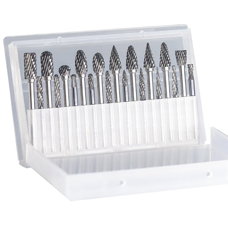 Asieg Tool 20 Pcs Carbide Die Grinder Burrs Bits 1/8" Shank for Dremel Milwaukee Metal Grinding Wood Stone Steel Carving Cutting Engraving Grinder Kit Attachment Rotary Tool Accessories Sets - Image 5