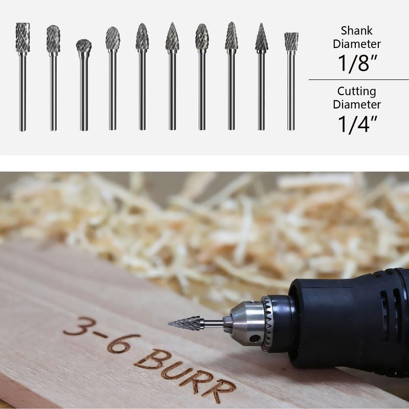 Asieg Tool 20 Pcs Carbide Die Grinder Burrs Bits 1/8" Shank for Dremel Milwaukee Metal Grinding Wood Stone Steel Carving Cutting Engraving Grinder Kit Attachment Rotary Tool Accessories Sets - Image 2