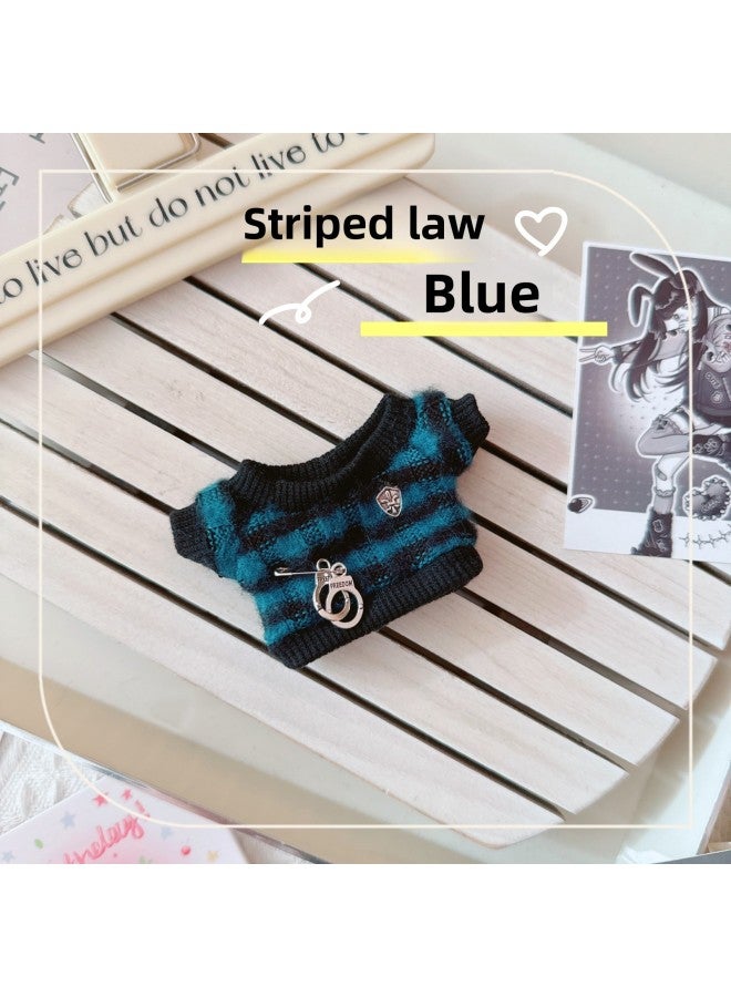 Spot Cotton Doll Clothes 10cm15cm20cm Black Cool Baby Clothes Black And Frost White Sweater Pullover-Specifications:20cm-Color:Striped Law Blue  - Image 1