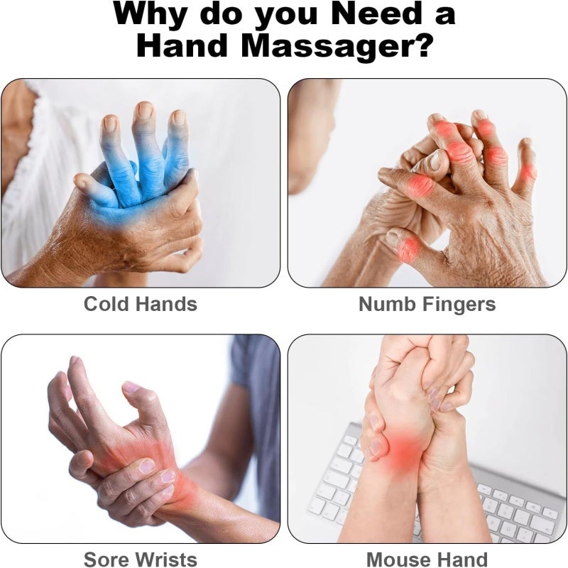 Hot compress hand massager (including 3 massage modes, 3-speed temperature control, 5-level strength, suitable for arthritis and carpal tunnel syndrome soothing, available for the whole family) - Image 5