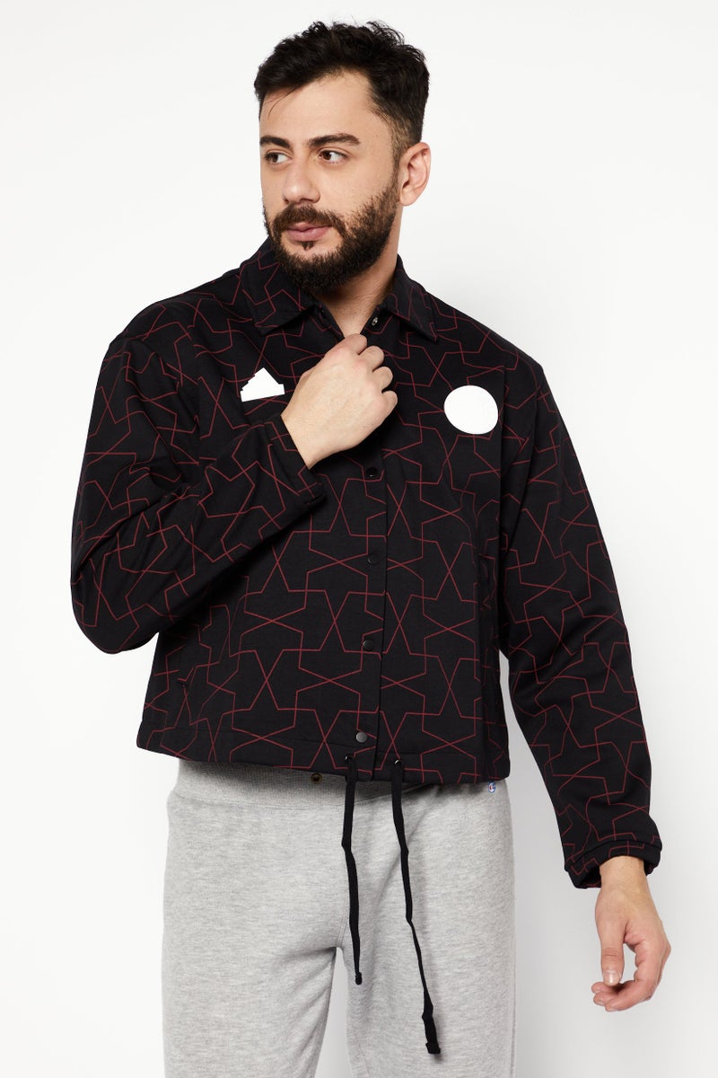 Adidas Men Sportswear Fit Brand Logo Shirt Jacket, Black Combo - Image 1