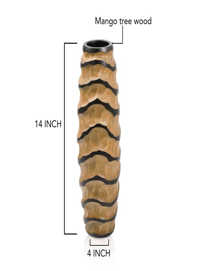 ايرافيدا مزهرية Aeravida Locally Spiral المصنوعة يدويًا من خشب المانجو مقاس 14 بوصة - مزهرية طاولة مزخرفة منحوتة للمنزل أو المكتب - Image 2