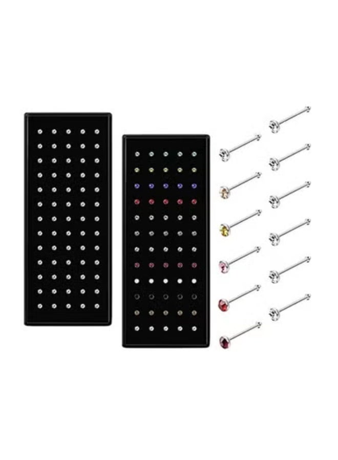 60-Piece Stainless Steel Nose Stud Set – Hypoallergenic Nickel & Lead Free, Flexible Click Closure, Safe Non-Toxic Daily Jewelry for Women, Earlobe & Nose Piercing - Image 1