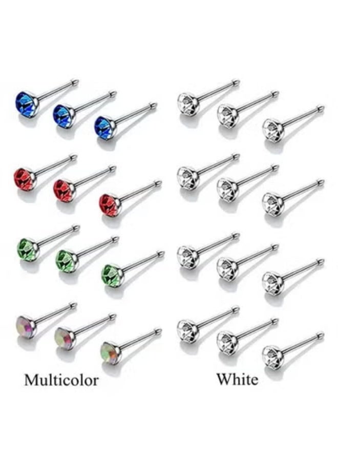 60-Piece Stainless Steel Nose Stud Set – Hypoallergenic Nickel & Lead Free, Flexible Click Closure, Safe Non-Toxic Daily Jewelry for Women, Earlobe & Nose Piercing - Image 2
