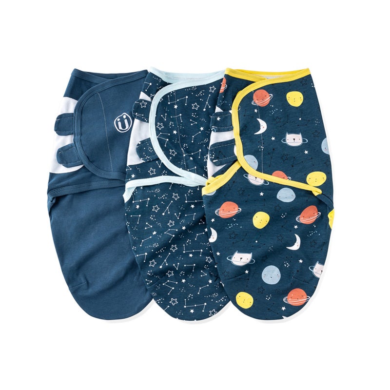 insular SU3007 3PCS Baby Swaddle Wrap Blanket Soft Cotton Infant Sleeping Blanket with Cute Space Plants Pattern for Newborn Baby Boys Girls - Image 1