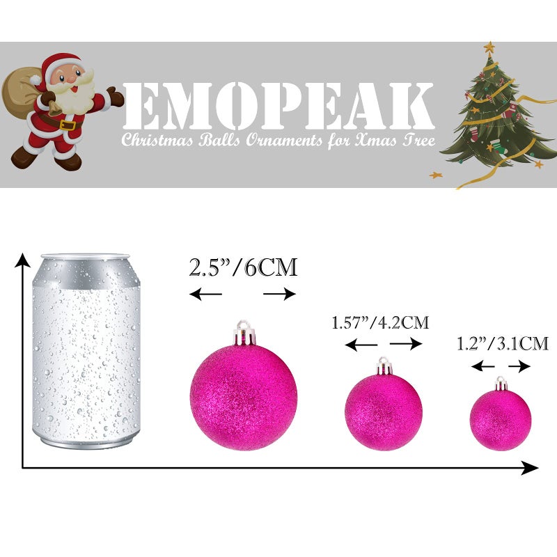 Emopeak 24Pcs Christmas Balls Ornaments for Xmas Christmas Tree - Mini Shatterproof Christmas Tree Decorations Hanging Ball for Holiday Wedding Party Decoration (Rose Red  1.2""-3.1CM) - Image 4