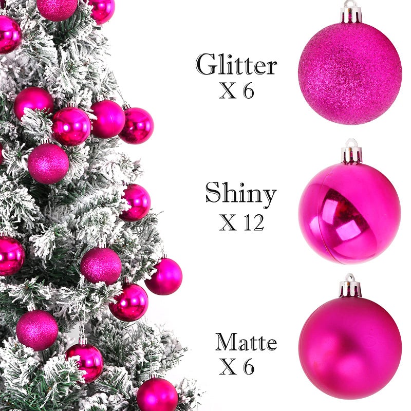 Emopeak 24Pcs Christmas Balls Ornaments for Xmas Christmas Tree - Mini Shatterproof Christmas Tree Decorations Hanging Ball for Holiday Wedding Party Decoration (Rose Red  1.2""-3.1CM) - Image 3