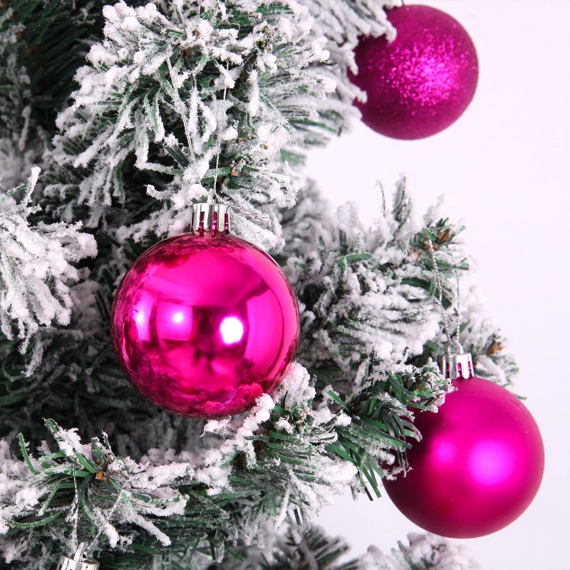 Emopeak 24Pcs Christmas Balls Ornaments for Xmas Christmas Tree - Mini Shatterproof Christmas Tree Decorations Hanging Ball for Holiday Wedding Party Decoration (Rose Red  1.2""-3.1CM) - Image 2