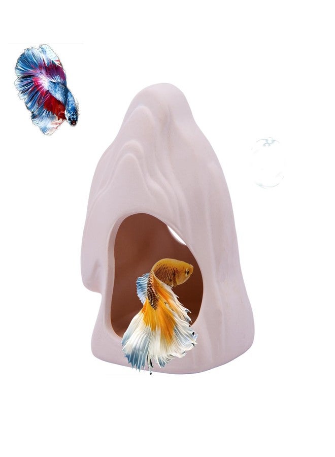 Saim Aquarium Ceramic Cave Decorations, Betta Fish Tank Accessories Hideaway Decor for Goldfish Shrimp Breed Swim Play and Hide Fit for 10 Gal Betta Fishtank - Image 1