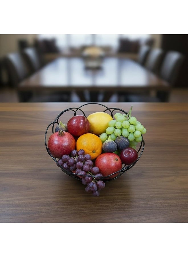 دونيكارت وعاء دائري من الأسلاك المعدنية للفواكه والخضراوات | منظم متعدد الاستخدامات لسطح المطبخ وطاولة الطعام | سلة تخزين مزخرفة للفواكه والبصل | أسود - Image 4