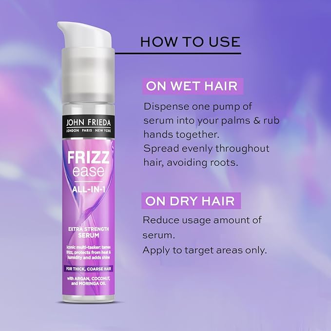 John Frieda Frizz Ease Allin1 Extra Strength Serum 50ml for Thick Coarse Hair - Image 4