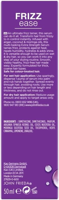 John Frieda Frizz Ease Allin1 Extra Strength Serum 50ml for Thick Coarse Hair - Image 2