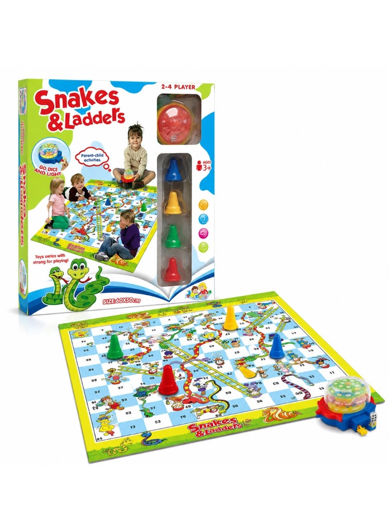 Snakes And Ladders Educational Board Game For Kids With Light-Up Dice – Interactive Family Game For 2-4 Players 60X50Cm Ages 3+ - Image 4