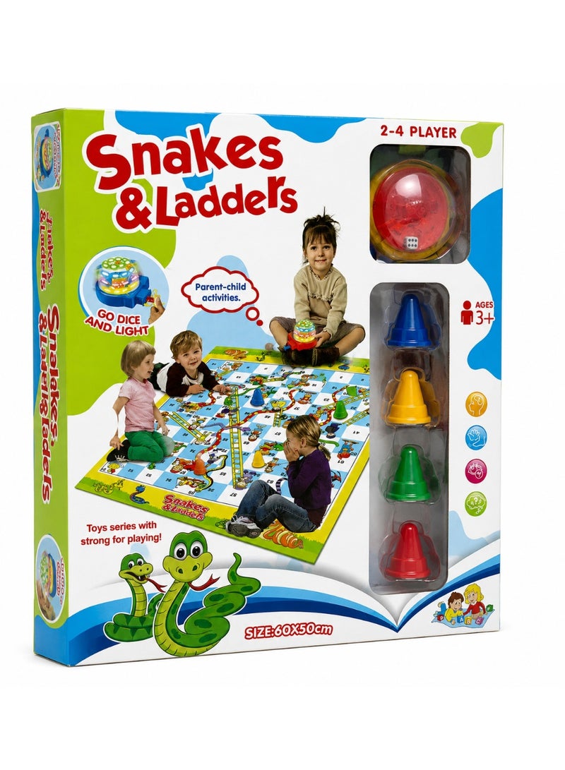 Snakes And Ladders Educational Board Game For Kids With Light-Up Dice – Interactive Family Game For 2-4 Players 60X50Cm Ages 3+ - Image 1