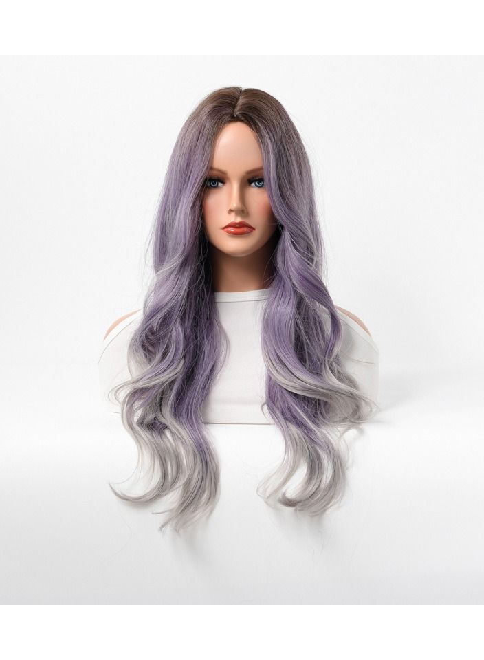 إستيل شعر مستعار أنثى طويل مجعد شعر مموج كبير متوسط ​​طويل كامل أغطية الرأس رمادي رمادي - Image 1