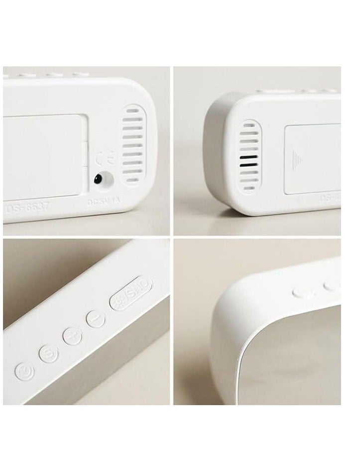 ساعة منبه رقمية عاكسة بشاشة LED ، أضواء مضيئة ، للديكور المكتبى، طاولة وديكور المنزل، عرض وقت بيضاوي - Image 2