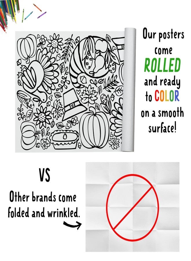 تايني إكسبريشنز مفرش طاولة تلوين للأطفال من Tiny Expressions لعيد الشكر - ملفوف، وليس مطويًا، مقاس 30 بوصة × 72 بوصة، لافتة تلوين عملاقة - أنشطة عيد الشكر للأطفال - Image 5