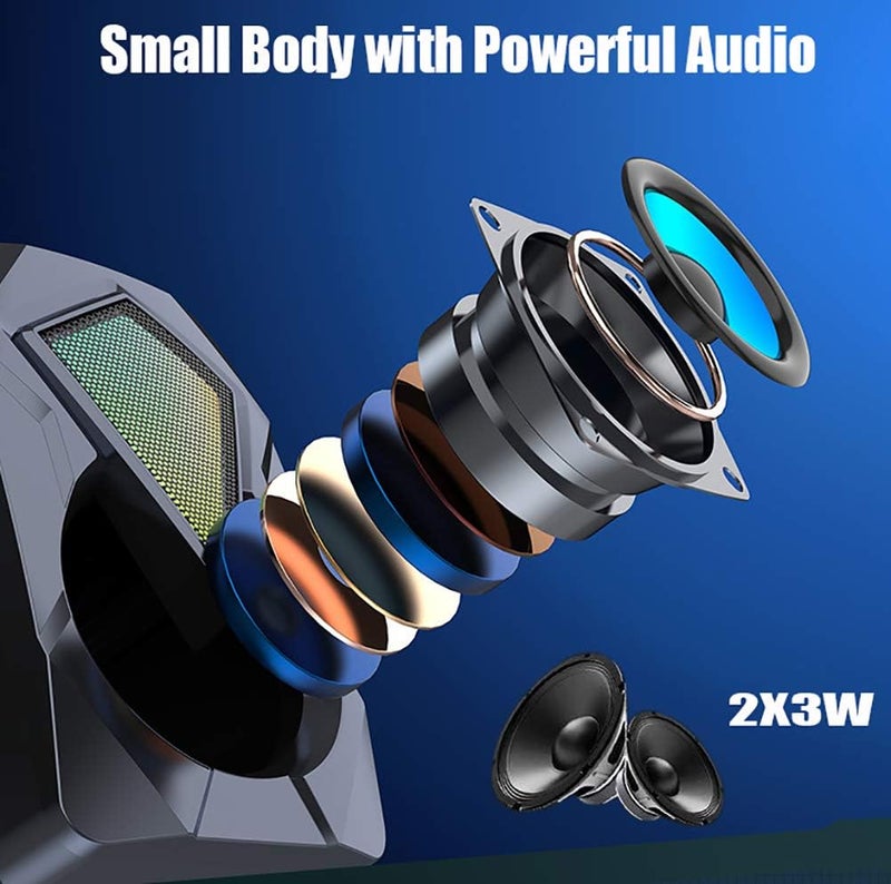 مكبرات صوت الكمبيوتر ، مكبرات صوت الكمبيوتر السلكية 2.0 USB Gaming Powered Stereo Mini Multimedia Volume Control with RGB Lights 3.5mm Aux Input for Phone Tablets سطح المكتب الكمبيوتر المحمول - Image 2