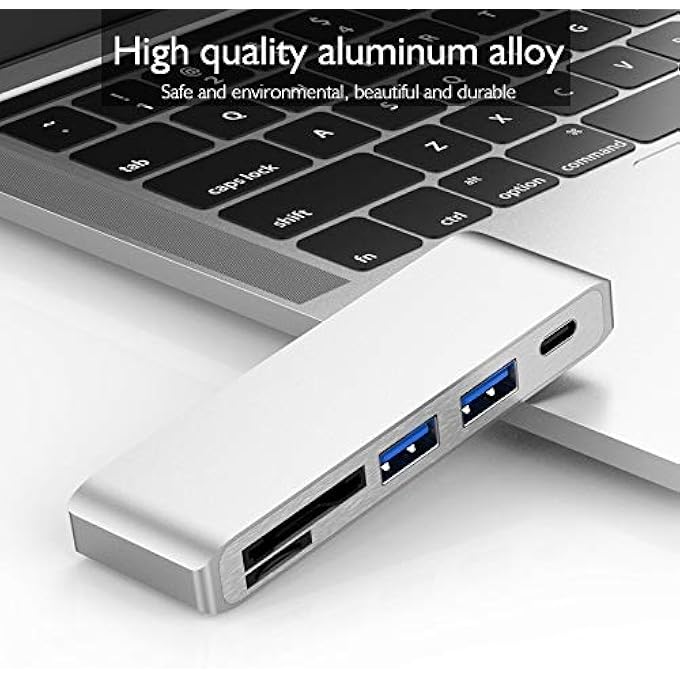 rayihni JXT ADC T5 5-IN-1 USB-C/TYPE-C TO 2 USB 3.0 + USB-C/TYPE-C INTERFACES HUB ADAPTER WITH MICRO SD/SD CARD SLOTS (SILVER) (COLOR : SILVER) - Image 3
