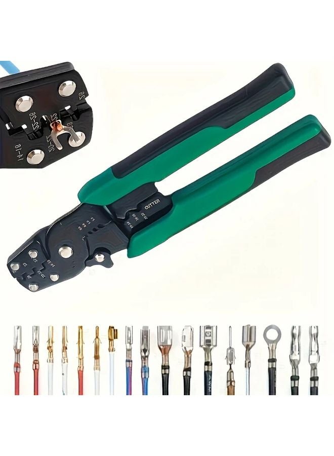 Green Handle Multi Function Electrical Terminal Crimping Tool Pliers Wire Stripper Cutter - Image 3