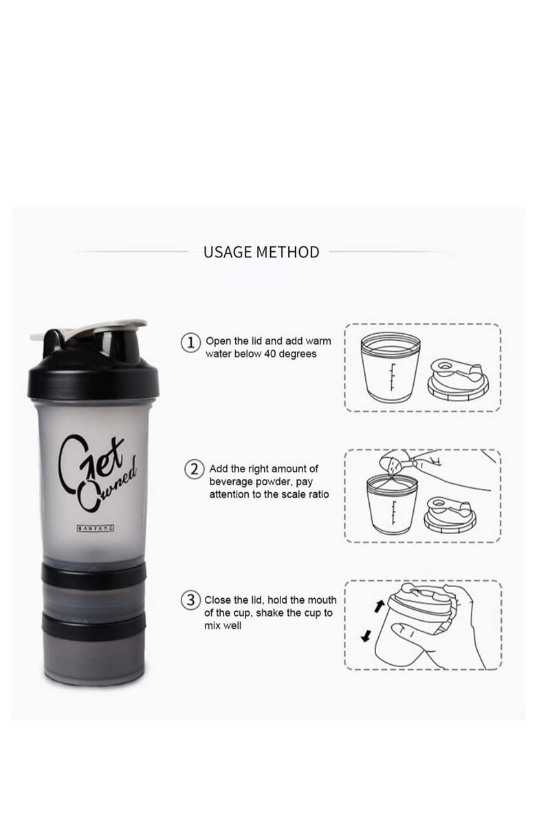 غت 500 مل زجاجة شاكر الرياضة المحمولة,زجاجة بلاستيكية خالية من BPA,500 مل مسحوق البروتين خلط زجاجات الشرب التسلق في الهواء الطلق - Image 5