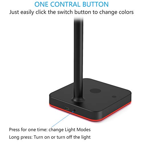 KAFRI RGB Dual Headphone Stand with Wireless Charger Desk Gaming Double Headset Holder Hanger Rack with 10W/7.5W QI Charging Pad and QC 3.0 USB Port - Suitable for Gamer Desktop Table Game Earphone - Image 5