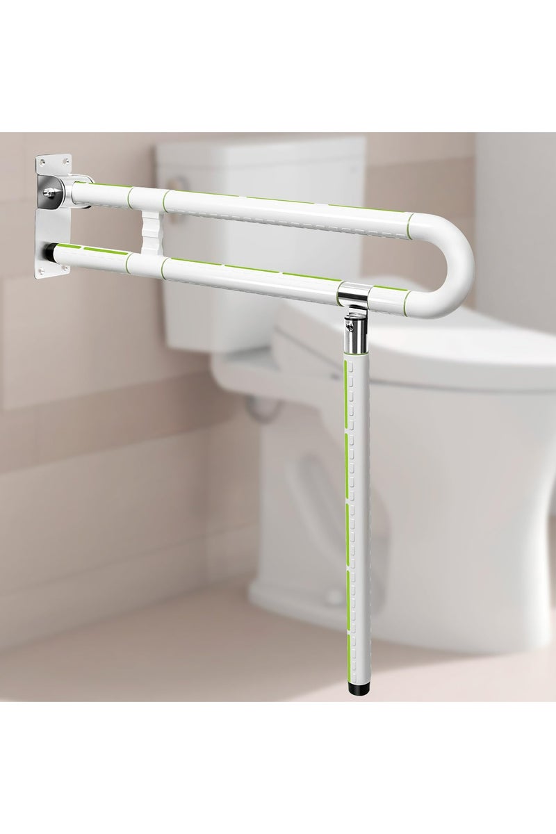 دوميني مقبض المرحاض، قضبان أمان قابلة للطي لكبار السن، مقبض قابل للطي لذوي الاحتياجات الخاصة مع قبضة مانعة للانزلاق لكبار السن والحوامل والمعاقين والإصابات - Image 1
