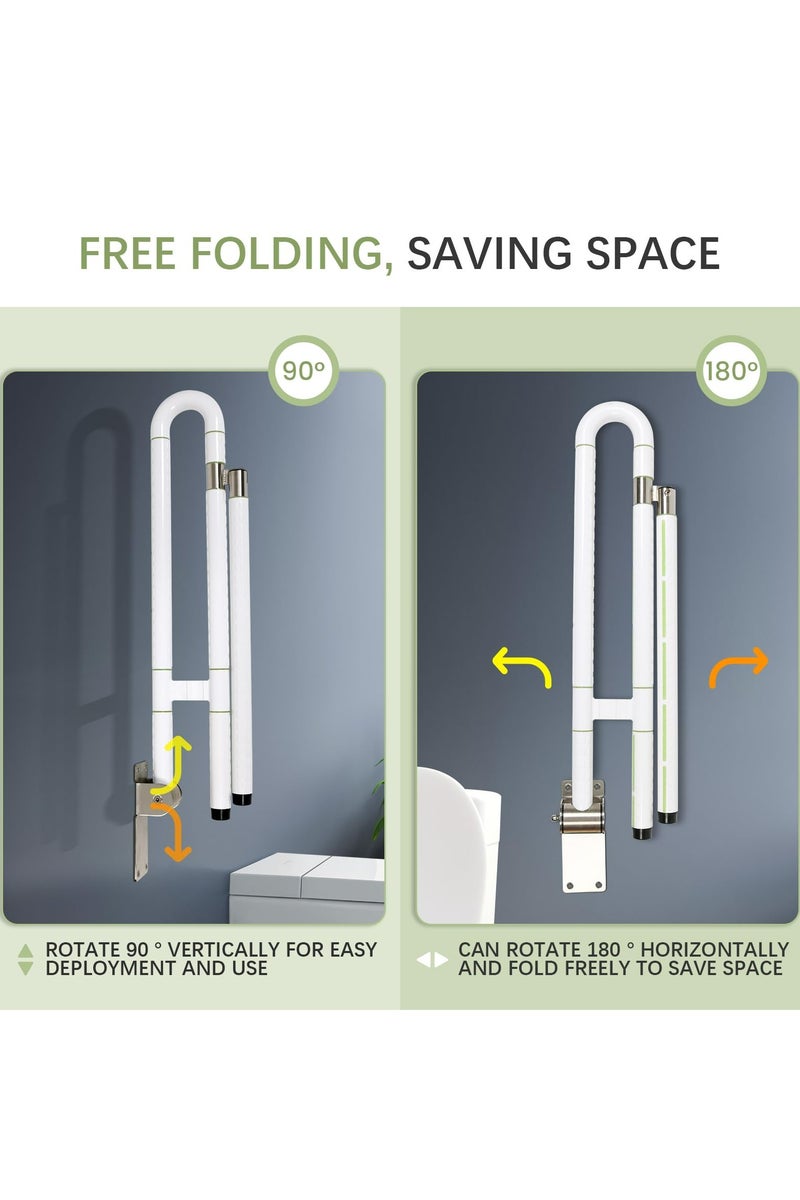 دوميني مقبض المرحاض، قضبان أمان قابلة للطي لكبار السن، مقبض قابل للطي لذوي الاحتياجات الخاصة مع قبضة مانعة للانزلاق لكبار السن والحوامل والمعاقين والإصابات - Image 5
