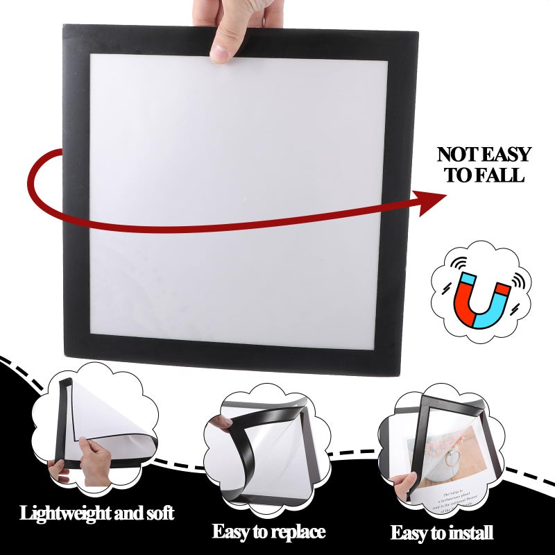 JOUTYFOR 8 Pack Diamond Painting Frames Magnetic Diamond Art Frames Self Adhesive Frames for Diamond Painting Pictures 12 x 12 Inch/ 30 x 30 cm Canvas Room Wall Window Door Decorations Accessories, Black - Image 3