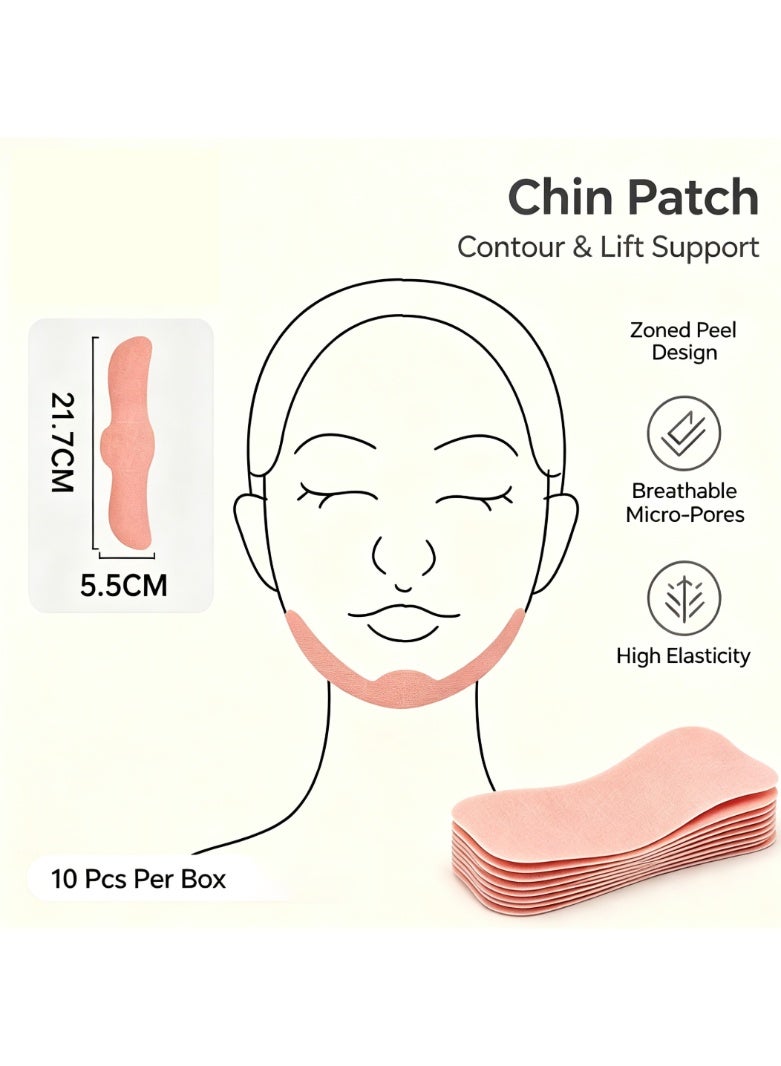 10Pcs Instant V-Line Lifting Tape, Elastic Double Chin Reducer Patch, Anti-Sagging Skin Tightening Beauty Strips - Image 1