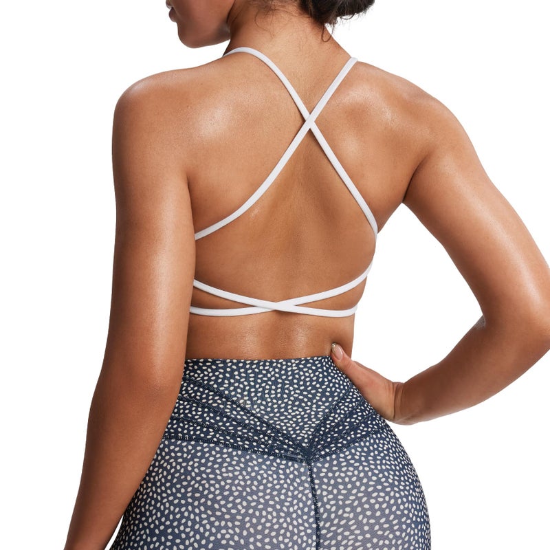 Aoxjox Women's Workout Sports Bras Fitness Ivy Low Impact Bra Yoga Crop Tank (White, X-Small)