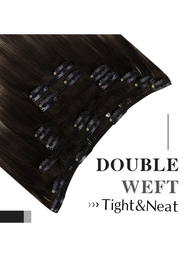 Easyouth Clip In Hair Extensions Real Human Hair Ombre Clip In Extensions Natural Black To Silver Grey With Black Human Hair Extensions Clip Ins Straight Hair For Women Thick Ends 14Inch 70G 7Pcs - Image 3