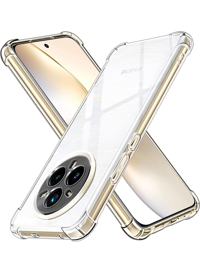 Case Compatible with Realme 14 PRO+ 5G / Realme 14 PRO Plus 5G, Cover Silicone Transparent TPU Gorilla Anti-shock Protector Camera Shockproof Corners - Clear - Image 1