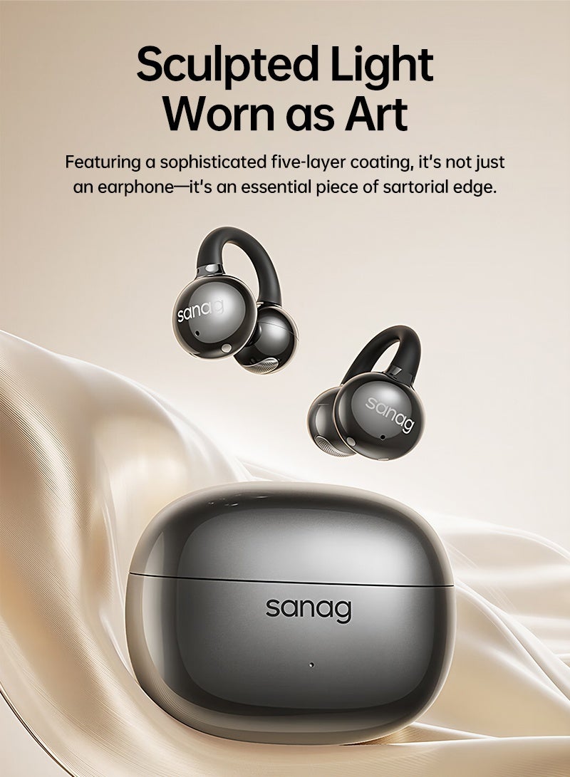 sanag Z60S Open-Ear Clip Earbuds, 5.1g Ultra-Light Comfort, 50H Long Battery, Immersive Sound, Fashionable Design, Clear Call, Noise Resistance, IPX4 Waterproof, Smart App Control, iOS And Android Black - Image 3