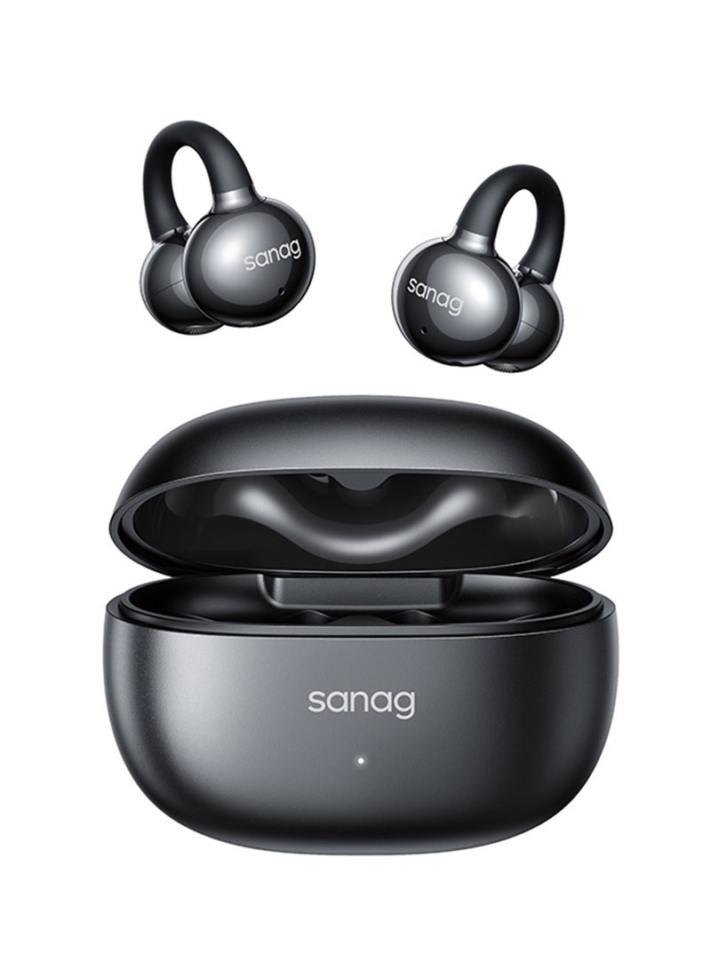 sanag Z60S Open-Ear Clip Earbuds, 5.1g Ultra-Light Comfort, 50H Long Battery, Immersive Sound, Fashionable Design, Clear Call, Noise Resistance, IPX4 Waterproof, Smart App Control, iOS And Android Black - Image 1