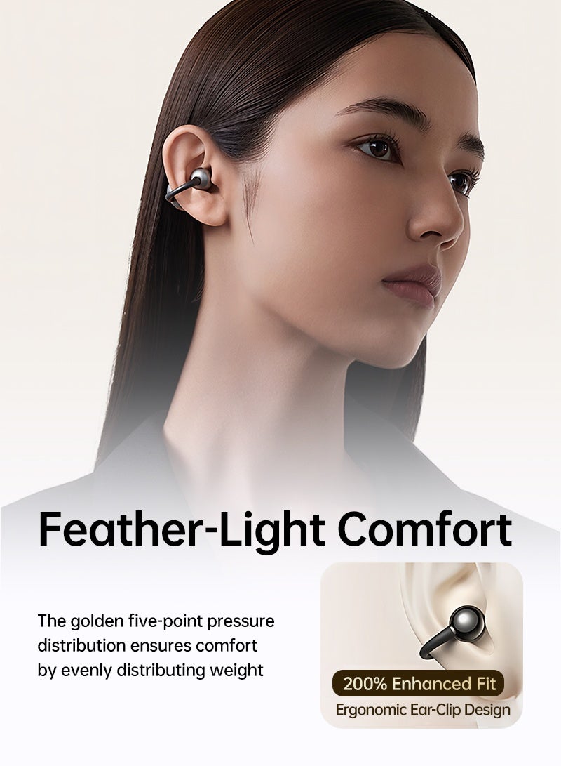 sanag Z60S Open-Ear Clip Earbuds, 5.1g Ultra-Light Comfort, 50H Long Battery, Immersive Sound, Fashionable Design, Clear Call, Noise Resistance, IPX4 Waterproof, Smart App Control, iOS And Android Black - Image 4