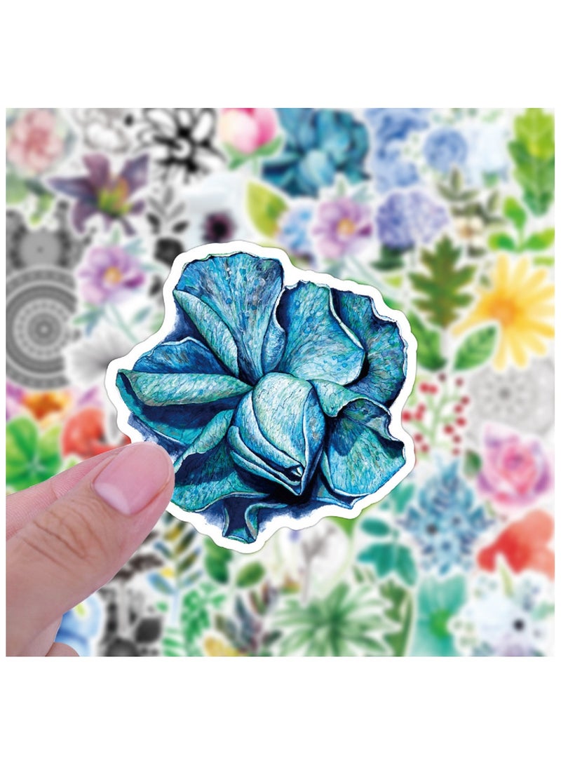 100pcs Flower Stickers Pack, Cute Aesthetic Decals for Water Bottle, Trendy, Waterproof Stickers for Laptop Scrapbooking Phone, Flower Gifts for Adults Women Teens Girls - Image 2
