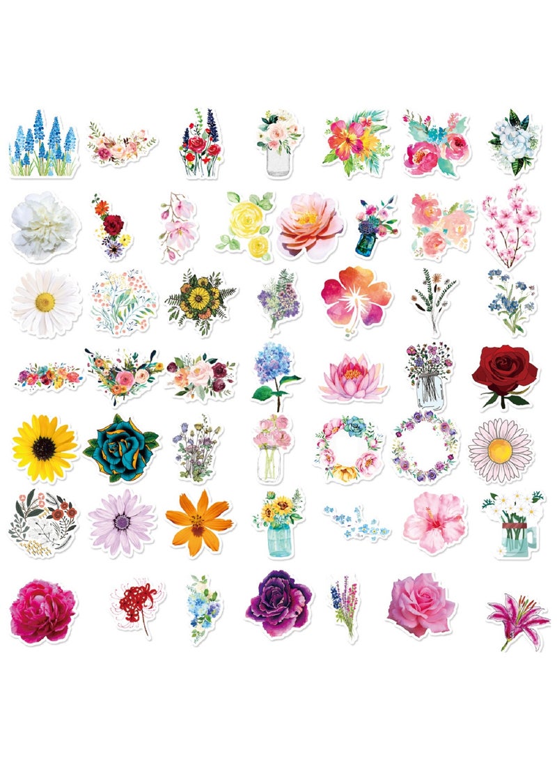 100pcs Flower Stickers Pack, Cute Aesthetic Decals for Water Bottle, Trendy, Waterproof Stickers for Laptop Scrapbooking Phone, Flower Gifts for Adults Women Teens Girls - Image 3