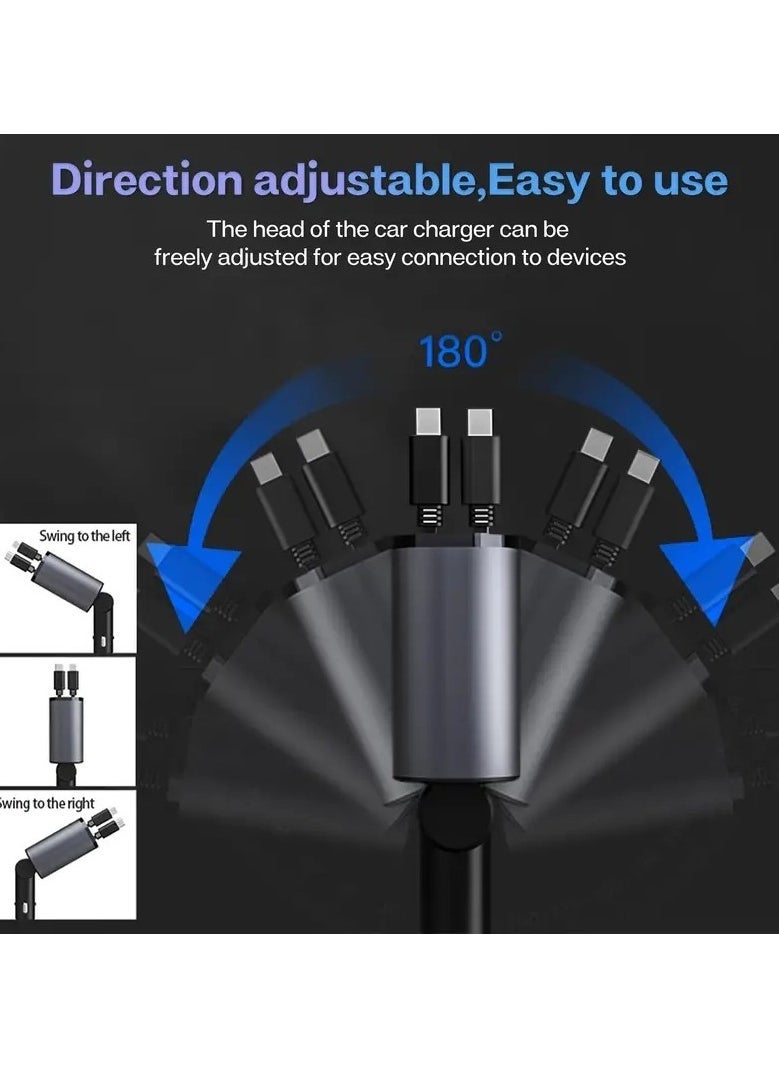 12 / 24V 120W شاحن سيارة سريعة ، سيارة سريعة محول الطاقة pd20w مع قابل للسحب خط شحن ، تنطبق على اي فون نوع ج 40W بلوتوث الناقل التسلسلي العام شاحن سيارة التوصيل ، يمكن أن تكون مرتبطة مع اي فون ، سامسونج ، غالاكسي ، هواوي ، ال - Image 4